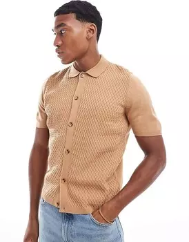 ASOS DESIGN – легкая трикотажная рубашка коричневого цвета