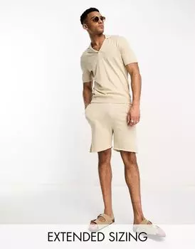 ASOS DESIGN – легкие хлопковые трикотажные шорты серого и бежевого цвета, входят в комплект