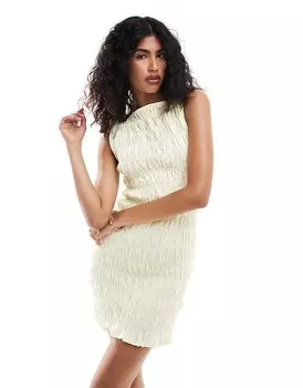 ASOS DESIGN – Лимонное мини-платье со сборками в стиле футболки