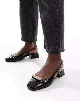 ASOS DESIGN – Lion – Черные балетки с ремешком сзади на пятке