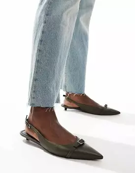 ASOS DESIGN – Lire – Балетки оливкового цвета с ремешком сзади на пятке