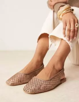 ASOS DESIGN Lisse балетки с острым носком из серо-коричневого плетения