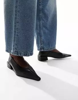 ASOS DESIGN – Lorelei – Балетки средней высоты из высококачественной кожи черного цвета