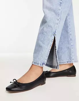 ASOS DESIGN – Lullaby – черные балетки с бантом