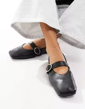 ASOS DESIGN – Luxe – Балетки в стиле Мэри Джейн из кожи премиум-класса черного цвета