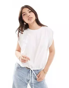 ASOS DESIGN – Майка оверсайз с подвернутыми рукавами и завязкой по низу