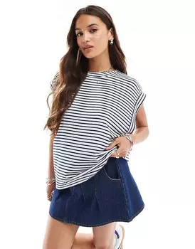 ASOS DESIGN – Майка в темно-синюю и белую полоску с глубокими проймами