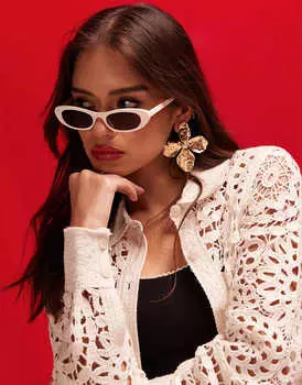 ASOS DESIGN – Маленькие, узкие и овальные солнцезащитные очки античного розового цвета
