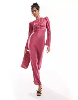 ASOS DESIGN – малиновое атласное платье макси со сборкой на груди