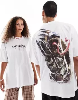 ASOS DESIGN – Marvel – Белая y футболка оверсайз с рисунком унисекс>Venom