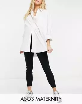 ASOS DESIGN Maternity – черные узкие брюки с завышенной талией, прикрывающей живот