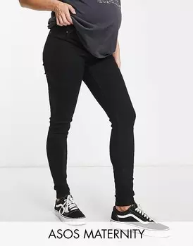 ASOS DESIGN Maternity – Черные узкие джинсы, закрывающие живот