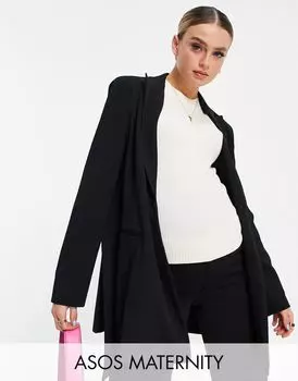 ASOS DESIGN Maternity — черный костюмный пиджак из джерси с поясом