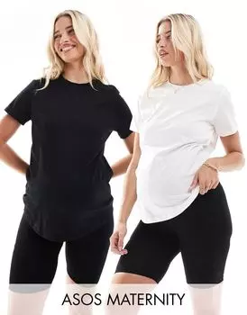 ASOS DESIGN Maternity Ultimate Value: набор из 2 футболок с круглым вырезом из смесового хлопка