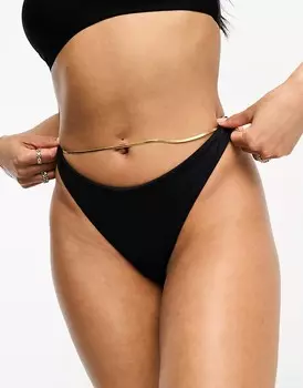 ASOS DESIGN – Maya – Комбинируй и сочетай – Высокие черные плавки бикини с длинными завязками