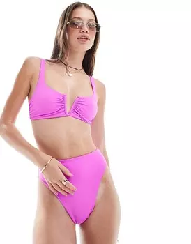 ASOS DESIGN – Maya – Плавки бикини из трех частей с высоким вырезом и оборками
