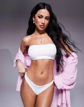 ASOS DESIGN Maya смешивает и комбинирует высокие плавки бикини-стринги белого цвета