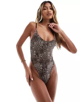 ASOS DESIGN – Mila – Сетчатое боди с леопардовым принтом