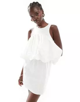 ASOS DESIGN – мини-платье-боксер из хлопка в рубчик с пышной юбкой