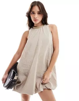 ASOS DESIGN – мини-платье песочного цвета с объемным низом