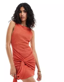 ASOS DESIGN – Мини-платье ржавого цвета с завязанной драпировкой спереди
