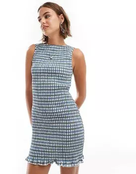 ASOS DESIGN – мини-платье в клетку со сборками и высоким вырезом