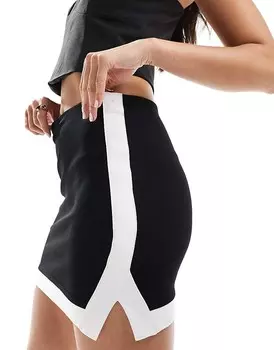 ASOS DESIGN – Мини-юбка чёрного цвета с контрастной окантовкой белого цвета
