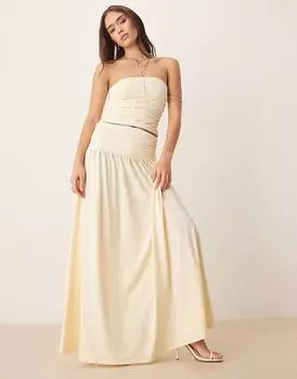 ASOS DESIGN Mix & Match Юбка макси с заниженной талией и сборками в цвете пахта