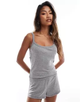 ASOS DESIGN – Mix & Match – Серая пижамная майка с кружевным узором