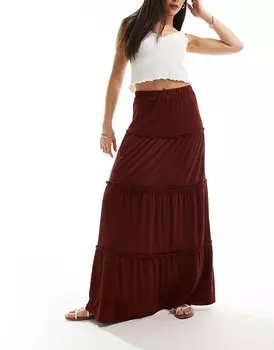 ASOS DESIGN – Многоярусная юбка макси ржаво-красного цвета