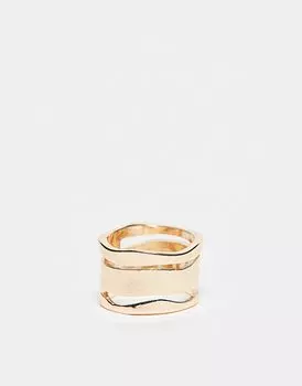 ASOS DESIGN – многослойное золотистое кольцо с плавлением