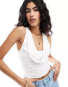 ASOS DESIGN – Мягкая белая майка с воротником-хомутом