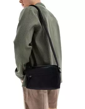 ASOS DESIGN - Мягкая хлопковая сумка через плечо черного цвета с передним карманом