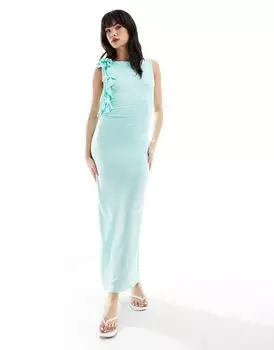 ASOS DESIGN – мятное платье миди с рюшами, рюшами и цветком