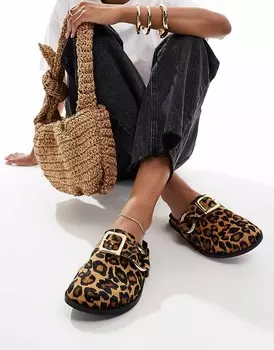 ASOS DESIGN – Muse – Кожаные мюли с леопардовым принтом премиум-класса