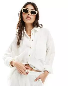 ASOS DESIGN - Муслиновая оксфордская рубашка белого цвета