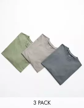 ASOS DESIGN — набор из 3 больших футболок разных цветов