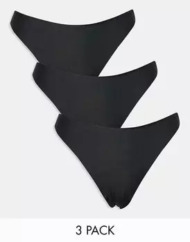 ASOS DESIGN – Набор из трех невзрачных кружевных стрингов черного цвета