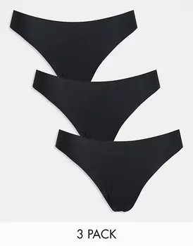 ASOS DESIGN – Набор из трех стрингов из черной прозрачной ткани и кружева