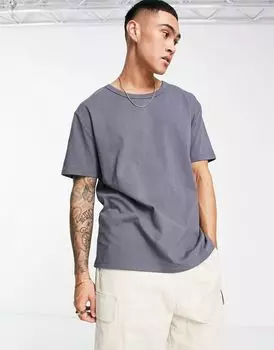 ASOS DESIGN — непринужденная футболка черного цвета из плотной ткани плотностью 240 г/м2