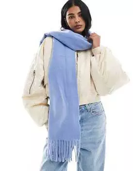 ASOS DESIGN – Невероятно мягкий синий шарф с бахромой