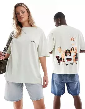 ASOS DESIGN — объемная футболка унисекс пастельно-зеленого цвета с принтом The Spice Girls