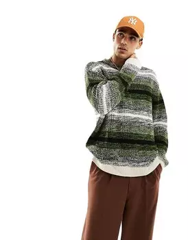 ASOS DESIGN – Объемный свитер в рубчик с зелеными градиентными полосками