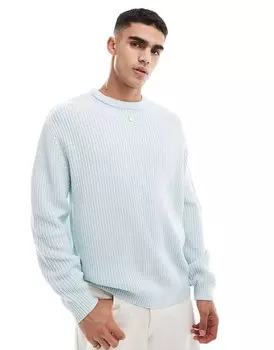 ASOS DESIGN – объемный вязаный свитер в рубчик голубого цвета