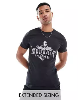 ASOS DESIGN Облегающая футболка с металлизированным крестиком