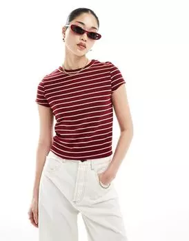 ASOS DESIGN – облегающая футболка в бордовую полоску