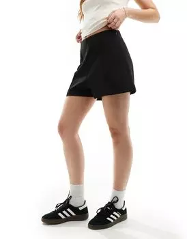 ASOS DESIGN – облегающие черные шорты с завышенной талией и декоративными швами