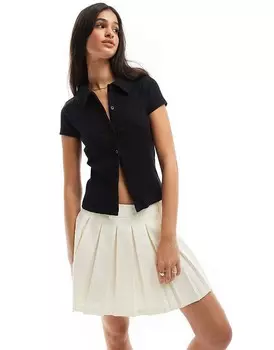 ASOS DESIGN – очень мягкий черный топ-поло в стиле кардигана