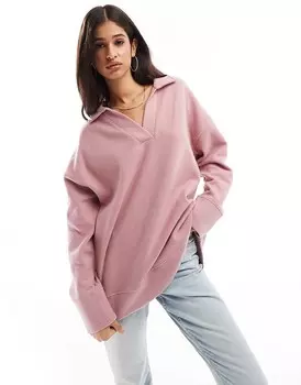 ASOS DESIGN – Очень мягкий длинный розовый свитер для регби