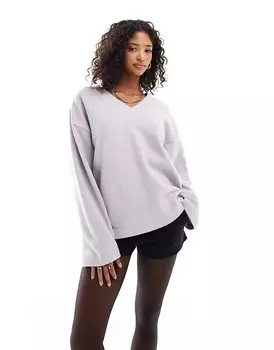 ASOS DESIGN – очень мягкий лиловый свитер оверсайз с V-образным вырезом